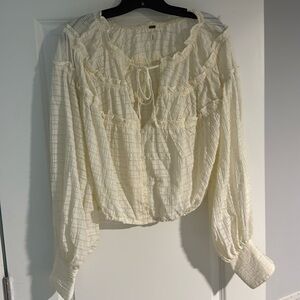 Free People Hailey Crop Long Sleeve Blouse Size M
